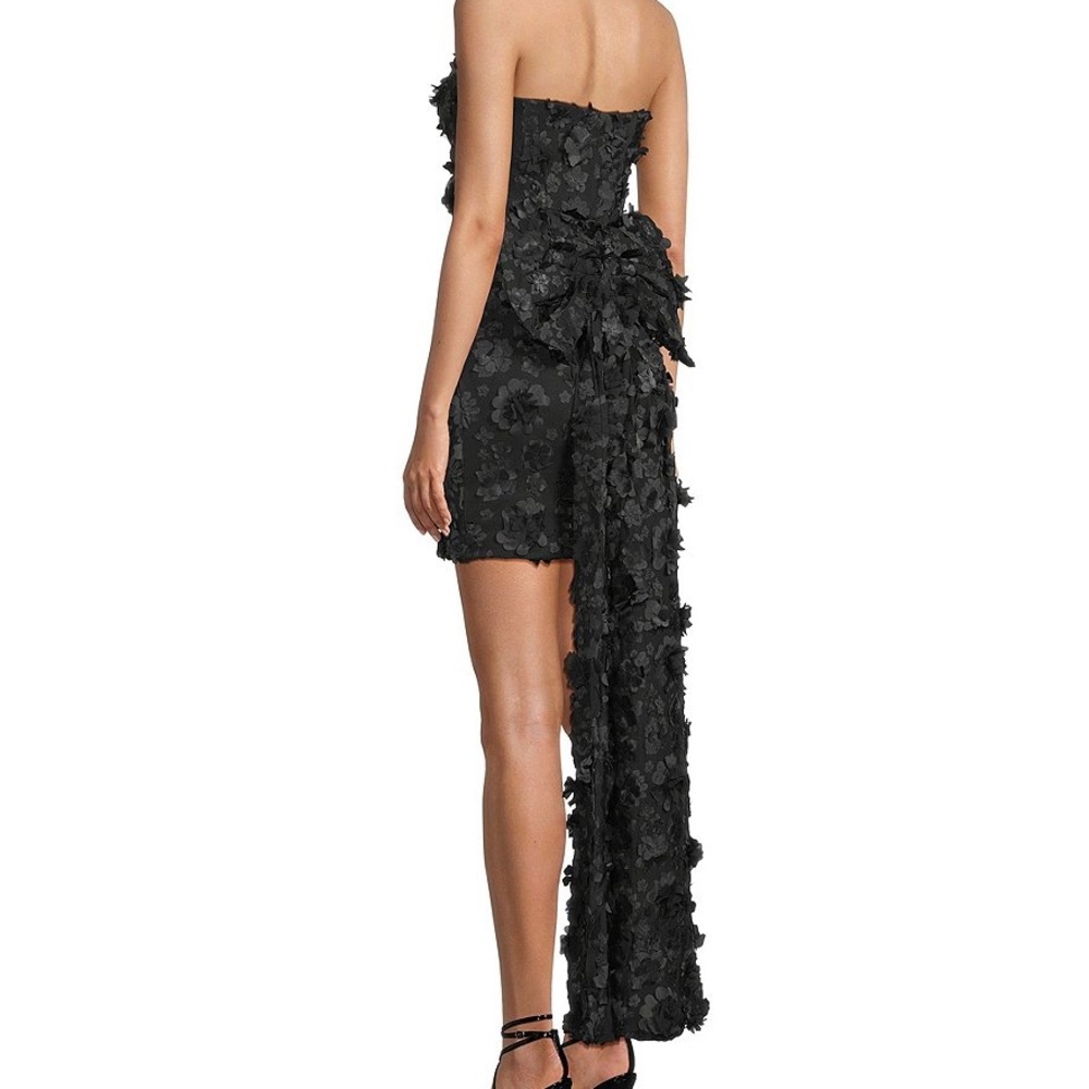 Chic Black Textured High-Low Dress